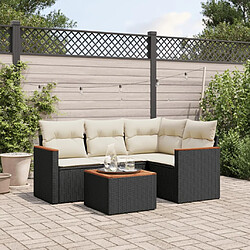 vidaXL Salon de jardin 5 pcs avec coussins noir résine tressée 