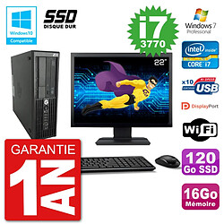 PC HP Z220 SFF Ecran 22" Core i7-3770 RAM 16Go SSD 120Go Graveur DVD Wifi W7 · Occasion 