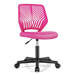 Helloshop26 Chaise de bureau pivotante enfants avec hauteur réglable 77-89 cm siège à roulettes avec dossier ergonomique &amp; base à 5 étoiles charge 150 kg rose 20_0008081