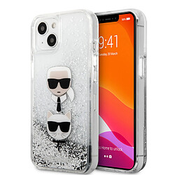 Karl Lagerfeld KLHCP13SKICGLS Coque de protection pour iPhone 13 Mini 5,4' Motif Karl&Choupette Head Argenté