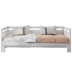 Sweiko Lit adulte Lit de repos lit gigogne 90x190cm pin massif avec 2ème lit blanc