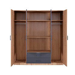 Acheter Pegane Armoire, meuble de rangement avec 4 portes en MDF coloris artisan, anthracite - Longueur 180 x profondeur 58 x hauteur 198,5 cm