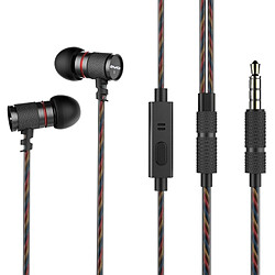 Wewoo Ecouteur Kit Mains libre noir pour iPhone, iPad, Galaxy, Huawei, Xiaomi, LG, HTC et Autres Smartphones TPE Weave In-Ear Contrôle du Fil Écouteur avec Micro,