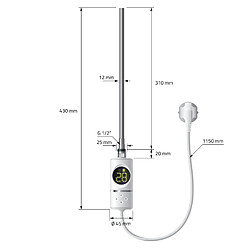 Avis LuxeBath Radiateur électrique pour salle de bains Sahara 750x800 mm Blanc courbé Raccord latéral & thermoplongeur 300W