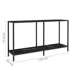 vidaXL Table console Noir 140x35x75,5 cm Verre trempé pas cher