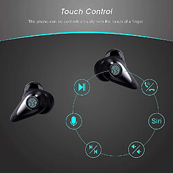 Universal Bouchons d'oreilles sans fil - Bluetooth 5.0 Véritable casque stéréo sans fil Touch Control - Classe C Recharge pas cher