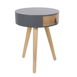 The Home Deco Factory Table de chevet scandinave Nora - Diam. 35 x H. 45 cm - Gris