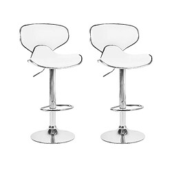 Beliani Tabouret de bar Set de 2 Cuir PU Blanc CONWAY 