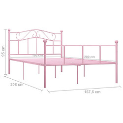 vidaXL Cadre de lit sans matelas rose métal 160x200 cm pas cher