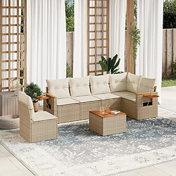 vidaXL Salon de jardin avec coussins 7 pcs beige résine tressée 