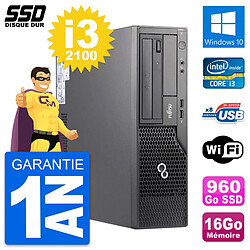 PC Fujitsu Esprimo E500 E85+ DT Intel i3-2100 RAM 16Go SSD 960Go Windows 10 Wifi · Occasion 