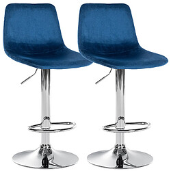 Non Lot de 2 tabourets de bar Divo velours chrome