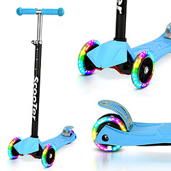 Einfeben Scooter 3 Wheel Kick Scooter Balance Coordination Training Car 66-88Cm Hauteur Reglable Roues Clignotantes Avec Frein Arriere Scooter De Sport Pour Enfants,Bleu