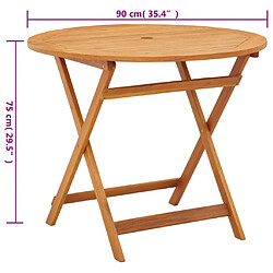 Acheter vidaXL Table de jardin pliable Ø90x75 cm Bois d'eucalyptus solide