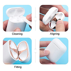 Avis Wewoo Autocollant métallique anti-poussière pour Apple AirPods 2 Or