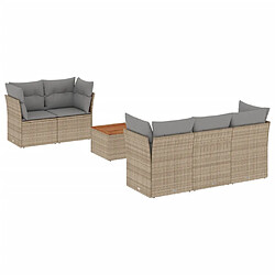 vidaXL Salon de jardin avec coussins 6 pcs beige résine tressée