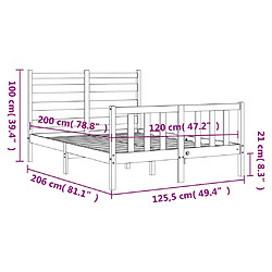 vidaXL Cadre de lit sans matelas blanc 120x200 cm bois de pin massif pas cher