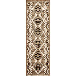 NAZAR Tapis intérieur extérieur aspect jute noire Tulum 9055 180 x 67 cm.