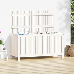 vidaXL Boîte de rangement de jardin Blanc 121x55x64 cm Bois de pin 