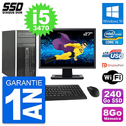 PC Tour HP 6300 CMT Ecran 27" Intel i5-3470 RAM 8Go SSD 240Go Windows 10 Wifi · Occasion 