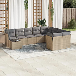 vidaXL Salon de jardin avec coussins 10 pcs beige résine tressée