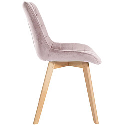 Avis Decoshop26 Lot de 2 chaises de salle à manger design scandinave coutures carrées en velours rose pieds en bois clair 10_0001682