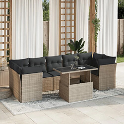 vidaXL Salon de jardin 8 pcs avec coussins gris clair résine tressée 