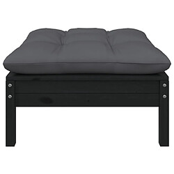 vidaXL Repose-pied de jardin avec coussin anthracite Bois de pin Noir