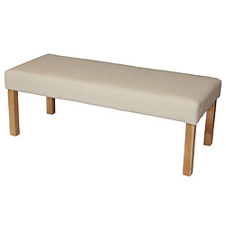 Mendler Banc banquette M37, simili-cuir mat ~ crème/pieds clairs, 120x49x43cm