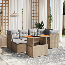 vidaXL Salon de jardin avec coussins 7 pcs beige résine tressée 