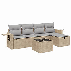 vidaXL Salon de jardin avec coussins 6pcs mélange beige résine tressée