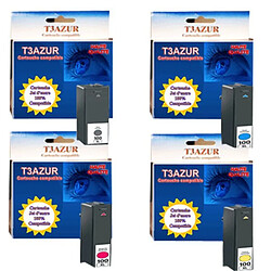 Lot de 4 Cartouches compatibles Lexmark Prestige Pro805, Prevail Pro705, 100XL - T3AZUR 