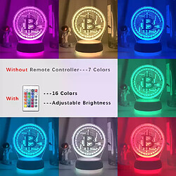 RedMiter Veilleuse LED en acrylique Bitcoin adaptée à la décoration de la pièce Veilleuse avec capteur tactile 7 couleurs changeantes Lampe de table alimentée par batterie 3D pas cher