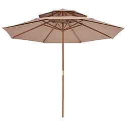 Avis Maison Chic Parasol Jardin | Parasol double avec mat en bois 270 cm Taupe - GKD44747