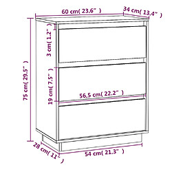 vidaXL Buffet Marron miel 60x34x75 cm Bois massif de pin pas cher