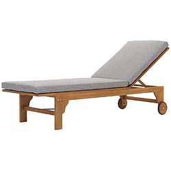 Mendler Bain de soleil HWC-N48, Bain de soleil de jardin Relax chaise longue, bois massif acacia certifié MVG ~ coussin gris pas cher