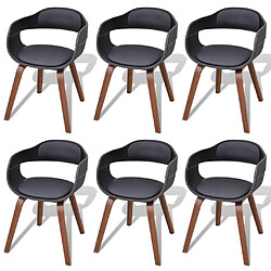 Decoshop26 Lot de 6 chaises de salle à manger cuisine design contemporain bois courbé et synthétique noir CDS022660 