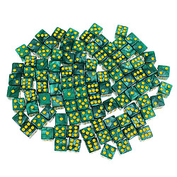 100pcs 6-sided dés spot dice 14mm pour les jeux de société, jeux de fête dés green pas cher