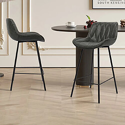 Mes Lot de 2 chaises de bar H66 cm en PU noir