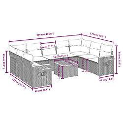 Acheter vidaXL Salon de jardin avec coussins 10 pcs gris résine tressée