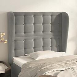 Maison Chic Tête de lit scandinave avec oreilles,meuble de chambre Gris clair 83x23x118/128 cm Velours -MN97907