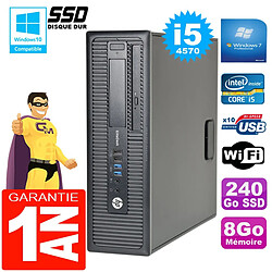 PC HP EliteDesk 800 G1 SFF Core I5-4570 8Go Disque 240Go SSD Graveur DVD Wifi W7 - Occasion