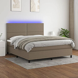 vidaXL Sommier à lattes de lit et matelas et LED Taupe 160x200cm Tissu 