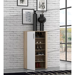 Meubletmoi Armoire à chaussures 2 portes 5 tablettes décor bois clair - AMELIE