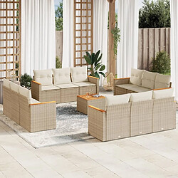 Maison Chic Salon de jardin avec coussins 13 pcs, Ensemble Tables et chaises de jardin, beige résine tressée -GKD639613