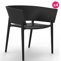 ACRILA Lot de 4 Chaises Vondom Design Africa Noir