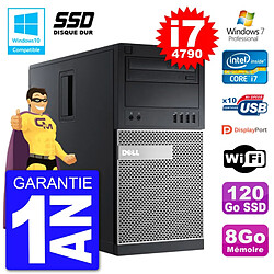 PC Tour DELL 9020 Intel Core I7-4790 RAM 8Go SSD 120Go Graveur DVD Wifi W7 - Occasion