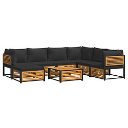 vidaXL Salon de jardin avec coussins 8 pcs bois massif d'acacia