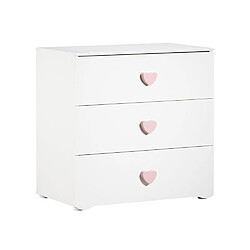 Baby Price Commode à langer 3 tiroirs - Boutons coeur rose