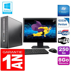 PC HP EliteDesk 800 G1 SFF Intel G3220 8Go Disque 250 Go Wifi W7 Ecran 27" - Occasion